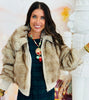Taupe Faux Fur Bomber Jacket (Reg.)