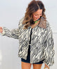 Zebra Print Faux Leather Collar Jacket (Reg.)