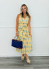 Gold Printed Sleeveless Midi Dress (Reg. and Plus)