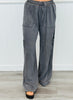 Charcoal Mineral Wash Tencel Wide Leg Pants (Reg. & Plus)