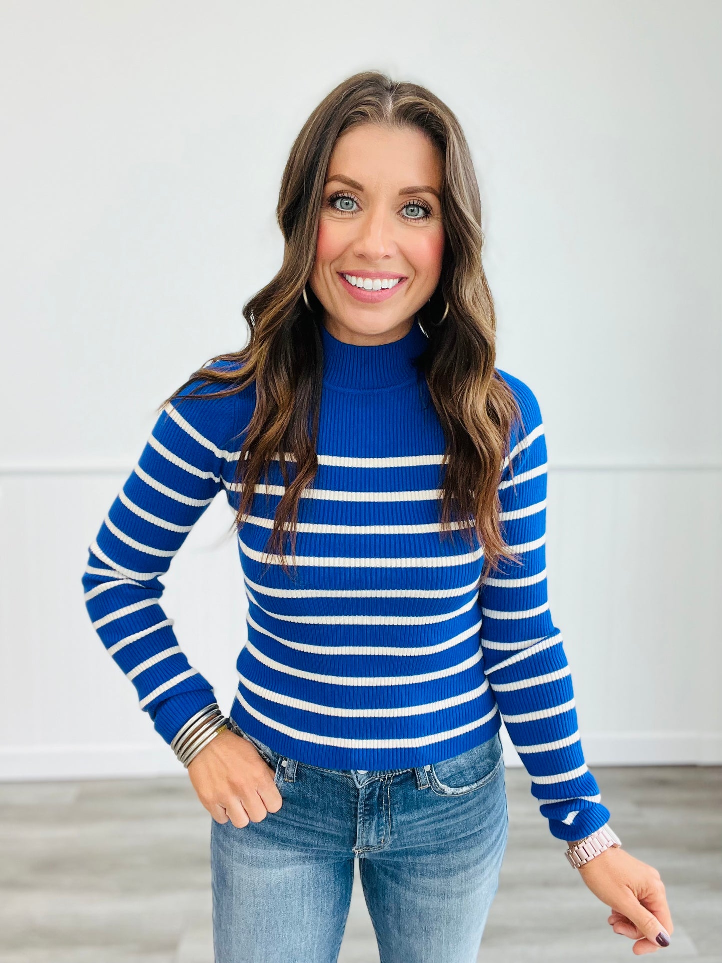 Striped Sensation Sweater Top (Reg)-8 Colors