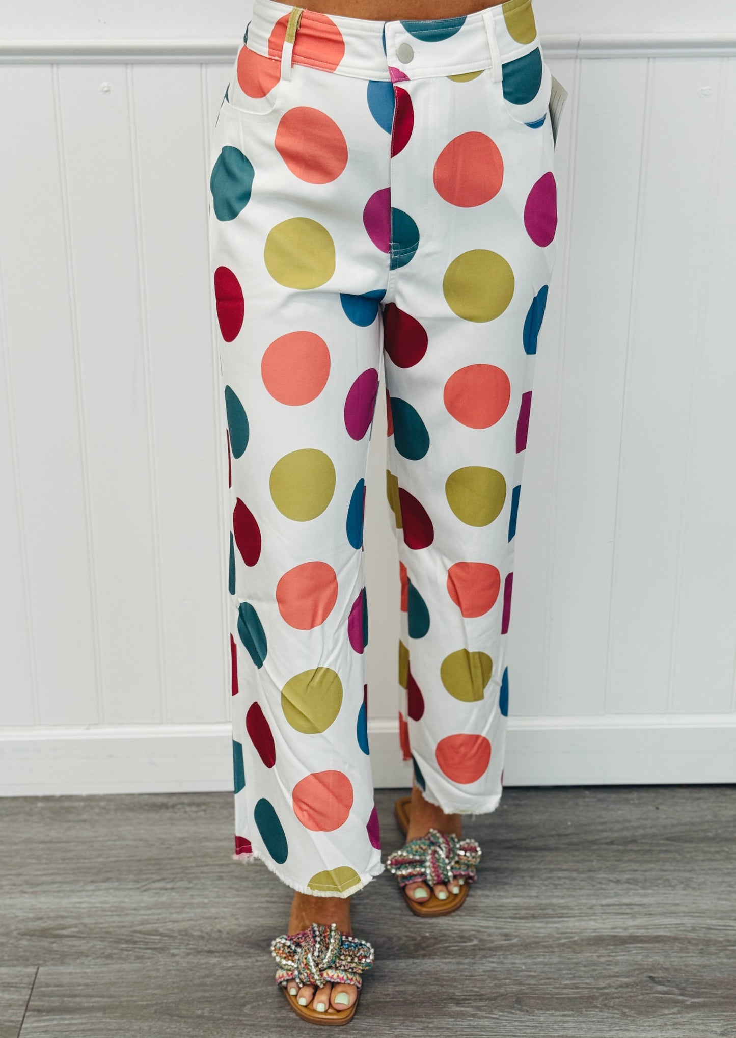 Vivid Polka Dot Wide Leg Pants (Reg.)