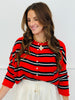 Gigi Tomato Red Striped Cardigan (Reg.)