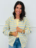 Blue/Butter Striped Button Up Sweater Cardigan (Reg.)