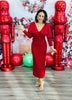 Red Glitter Knit Midi Dress (Reg.)