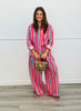 Pink Teal Striped Wide Leg Pants (Reg & Plus)