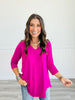 Solid V-Neck Mid Sleeve Top (Reg. & Plus)- 13 Colors