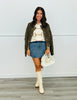 Dark Brown Polka Dot Bomber Jacket (Reg & Plus)