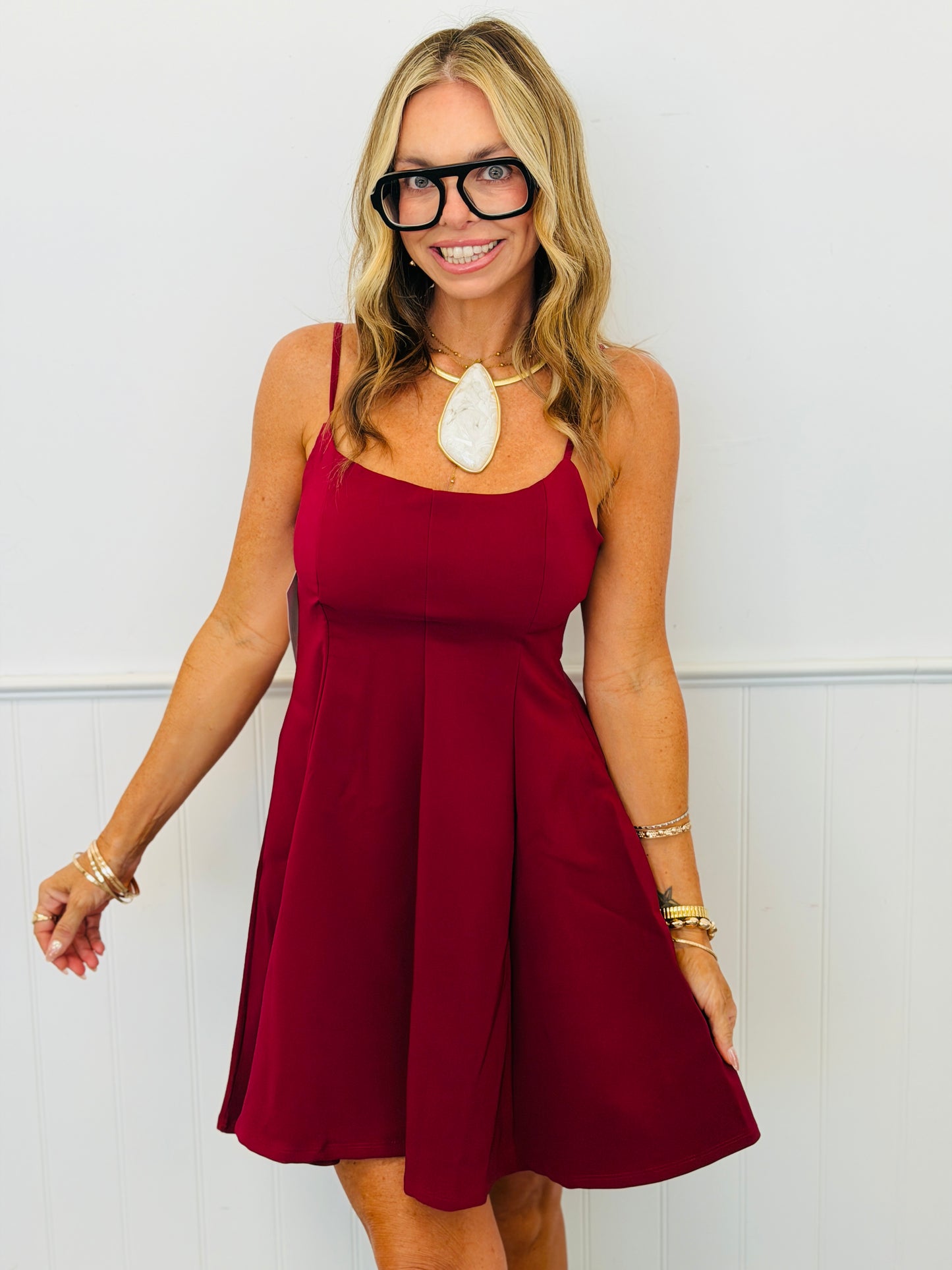 Burgundy Peplum Mini Dress (Reg.)