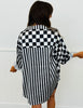 Black/White Split Decision Blouse (Reg. and Plus)
