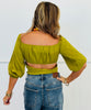 Chartreuse V Wire Off Shoulder Crop Top (Reg.)