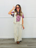 Cream/Brown Striped Ruffled Hem Pants (Reg & Plus)