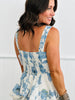 Blue Floral Eyelet Ruffled Midi Dress (Reg & Plus)