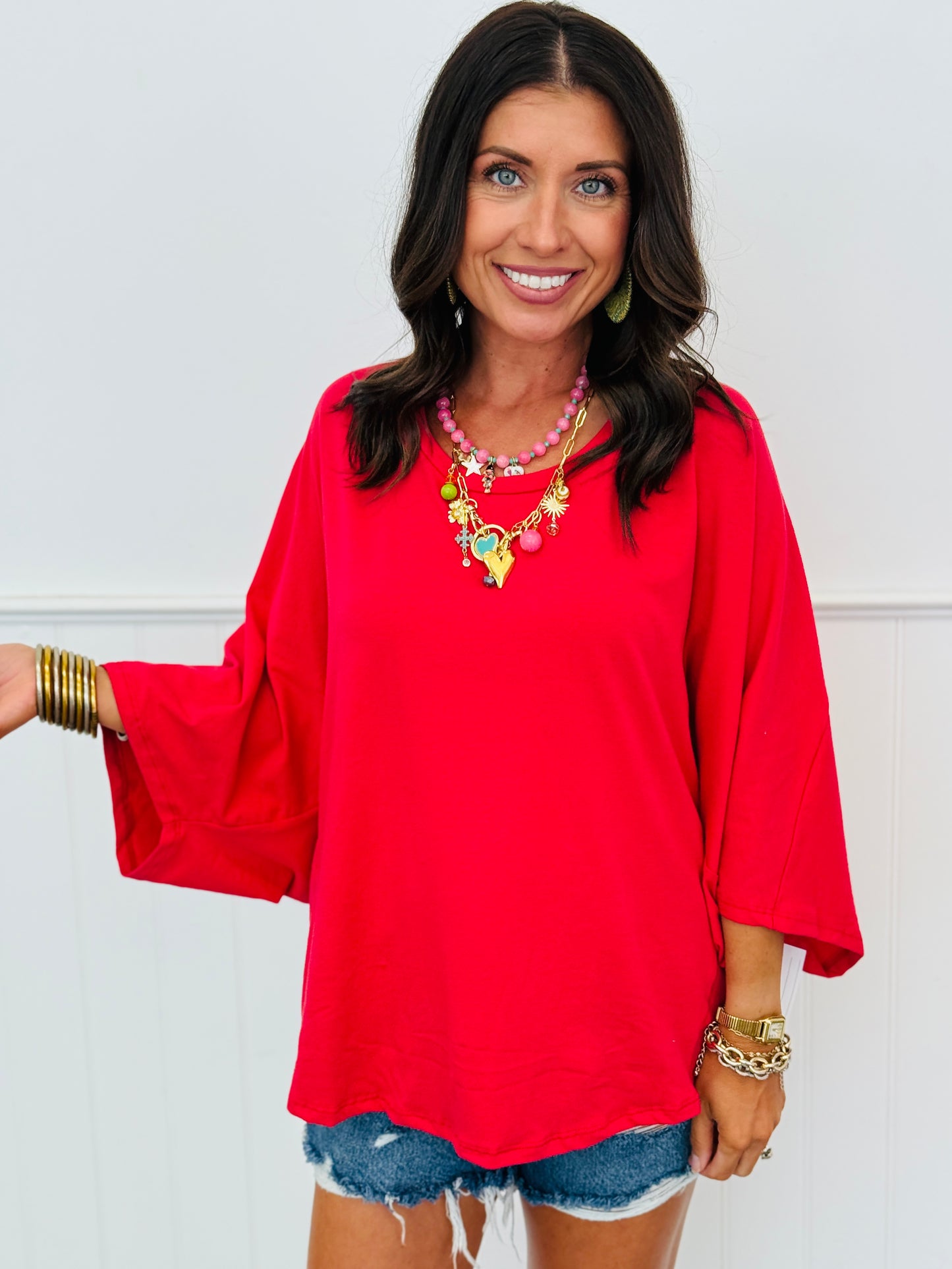 Oversized Cotton Spandex Top (Reg. and Plus) - 3 Colors