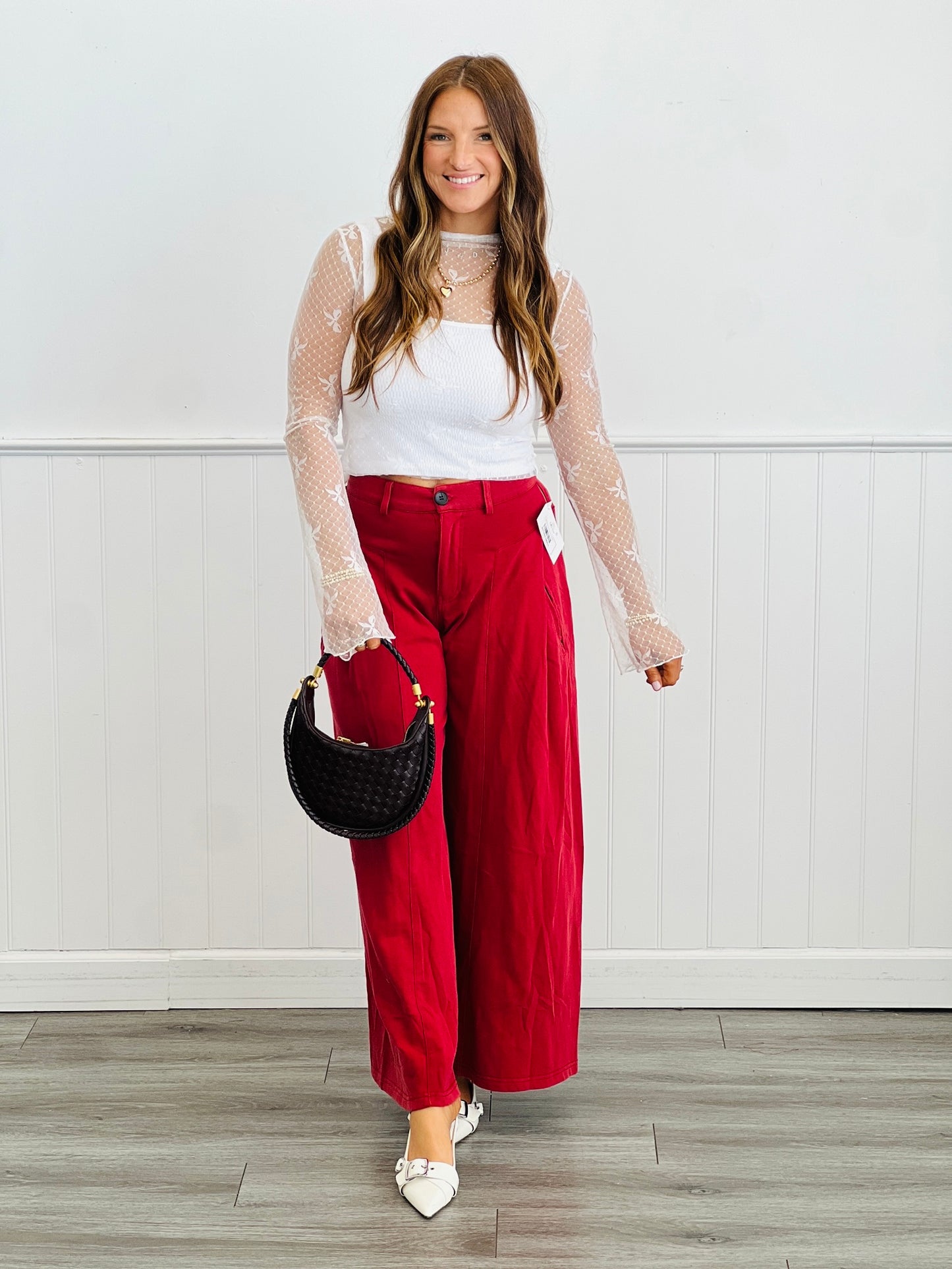 Sheer Mesh Bow Embrace Top (Reg & Plus)-2 Colors