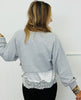 H Grey Twofer Satin & Lace Sweatshirt (Reg.)