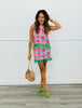 Pink Floral Print Feather Trim Top (Reg.)