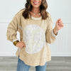 POL Beige Long Sleeve Thermal Peace Patch Top (Reg.)