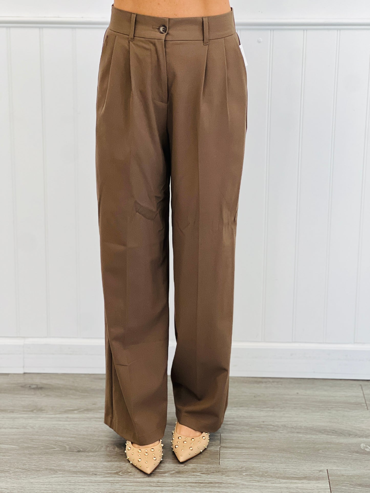Wide Leg Perfectly Pleated Pants (Reg)-2 Colors