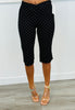 Black/Ivory Polka Dot Print Capri Pants (Reg.)