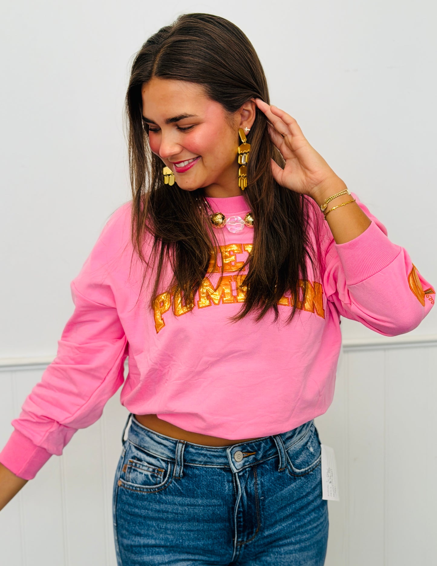 Pink Hey Pumpkin LS Top (Reg. and Plus)