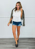 POL Ivory Lace Overlap Ruffle Top (Reg.)