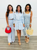 Blue Stripe Pleated Mini Dress (Reg.)