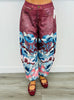 Brown/Burgundy Sublimation Print Denim Look Pants (Reg & Plus)