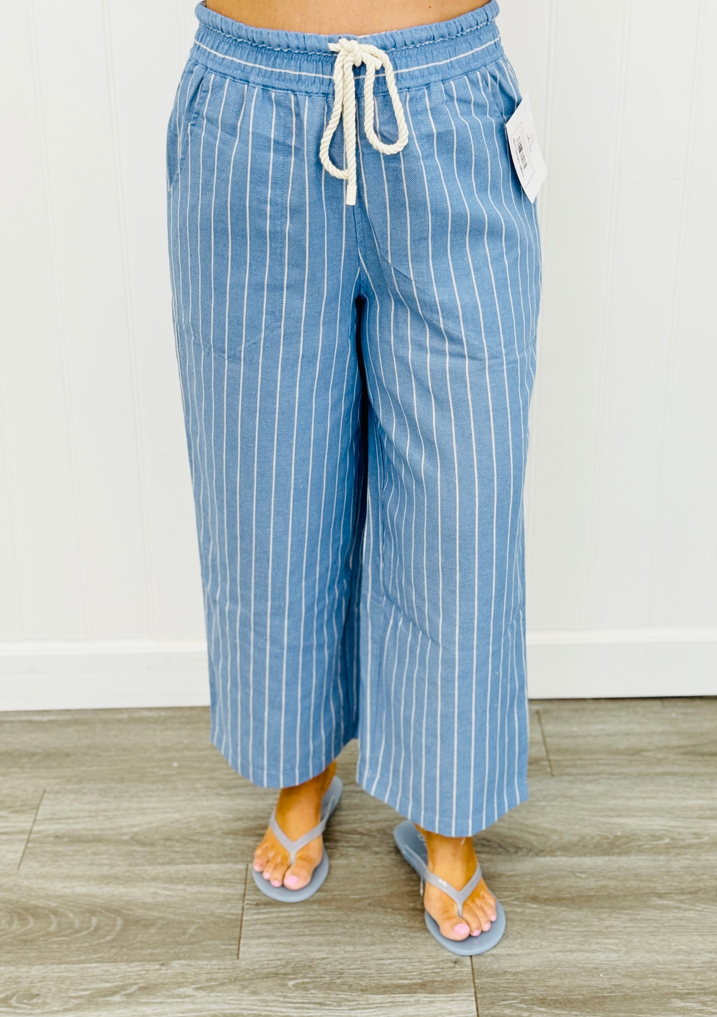 Drawstring Striped Culotte Pants (Reg.) - 3 Colors