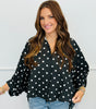 Black & White Polka Dot Button Front Blouse (Reg.)