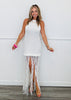 White Halter Neck Twist Fringe Maxi Dress (Reg.)
