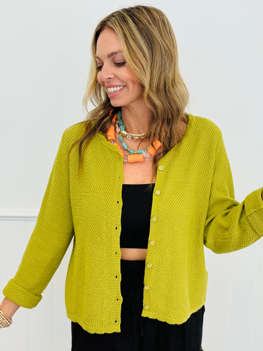 Moss Green Parker Button Up Cardigan (Reg.)