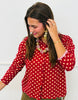 Polka Dot Button Up Knit Top (Reg.) - 3 Colors
