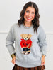H. Grey Hoodie Bear Graphic Sweater Top (Reg.)