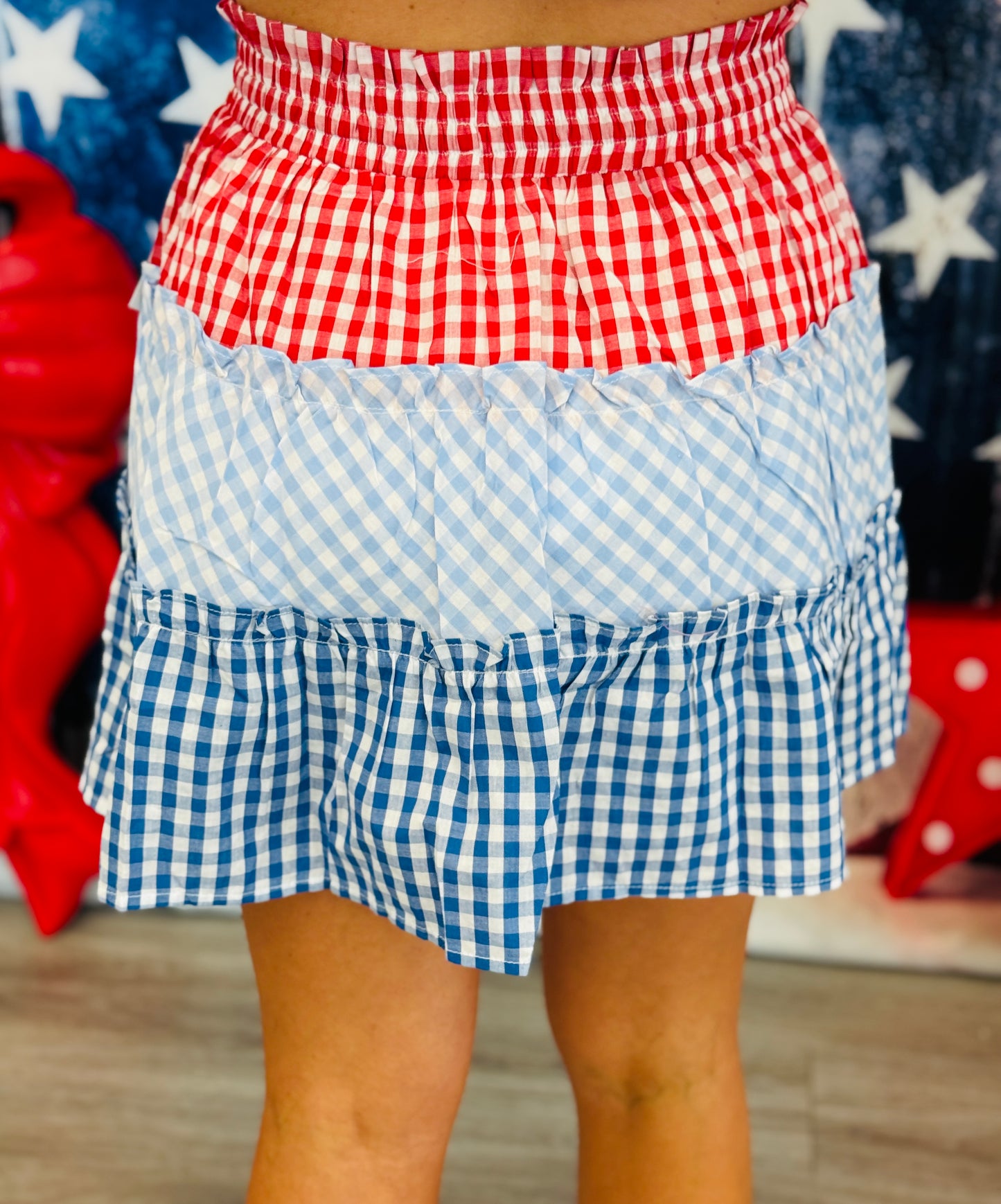 Colorblock Gingham Mini Skort (Reg.)