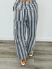 Navy Striped Barrel Pants (Reg.)
