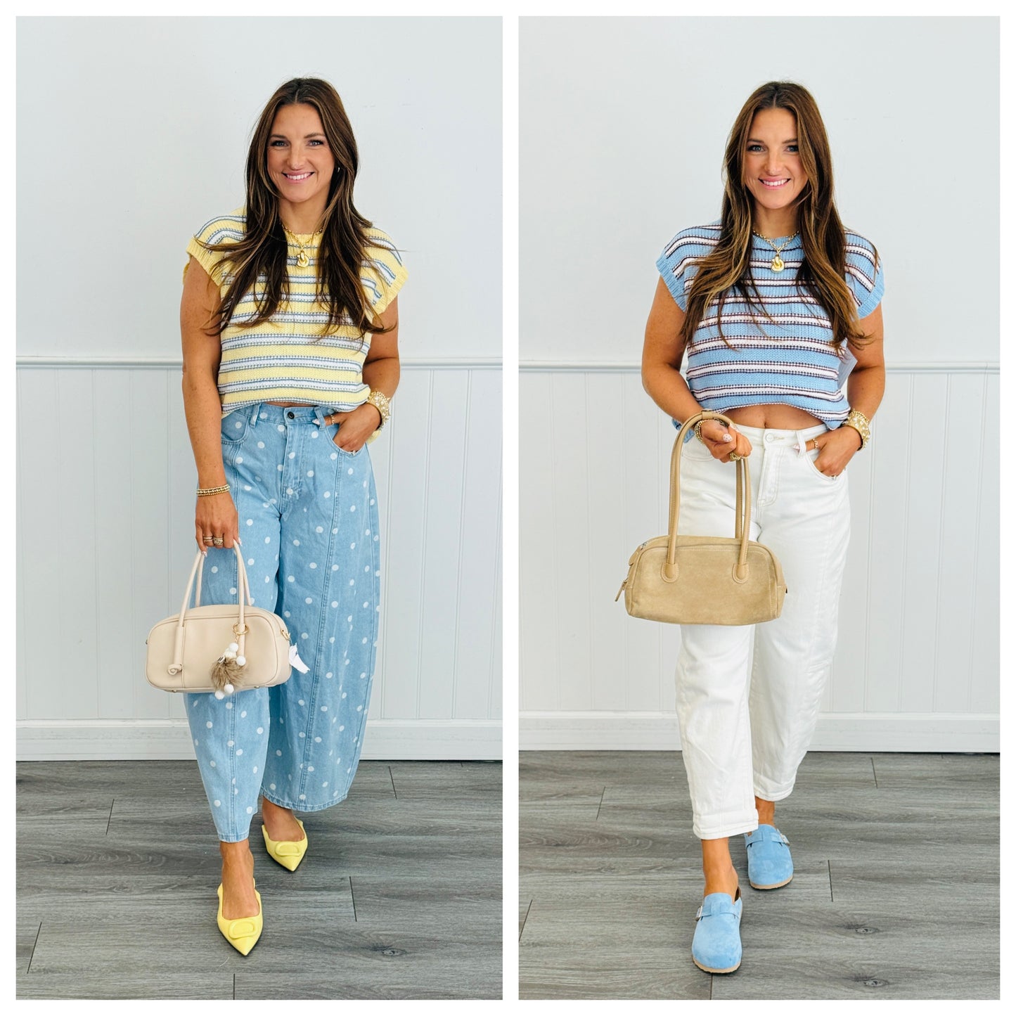 Multi Stripe Vest Sweater Top (Reg.)-2 Colors