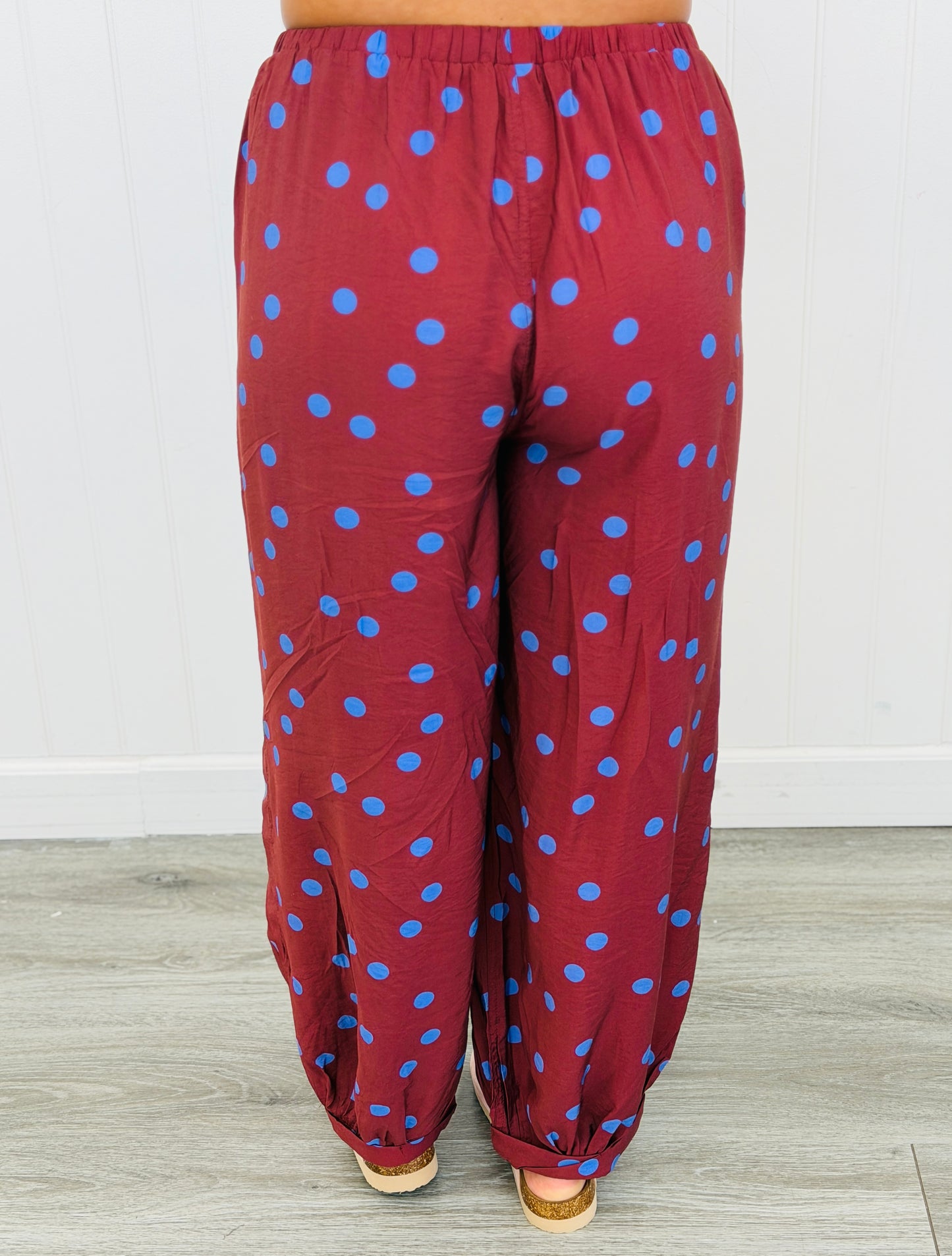 Maroon/Blue Polka Dot Drawstring Pants (Reg.)