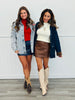 Denim Leopard Collar Barn Jacket (Reg.)