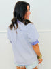 Striped Contrast Trim Puff Sleeve Top (Reg.) - 2 Colors