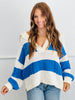 Azure Blue Stripe Chunky Sweater Top (Reg & Plus)