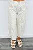 Cream Ditzy Blue Barrel Pants (Reg. and Plus)