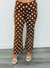 Brown Polka Dot Flare Crop Pants (Reg.)
