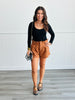 Camel Suede Paperbag Shorts (Reg & Plus)