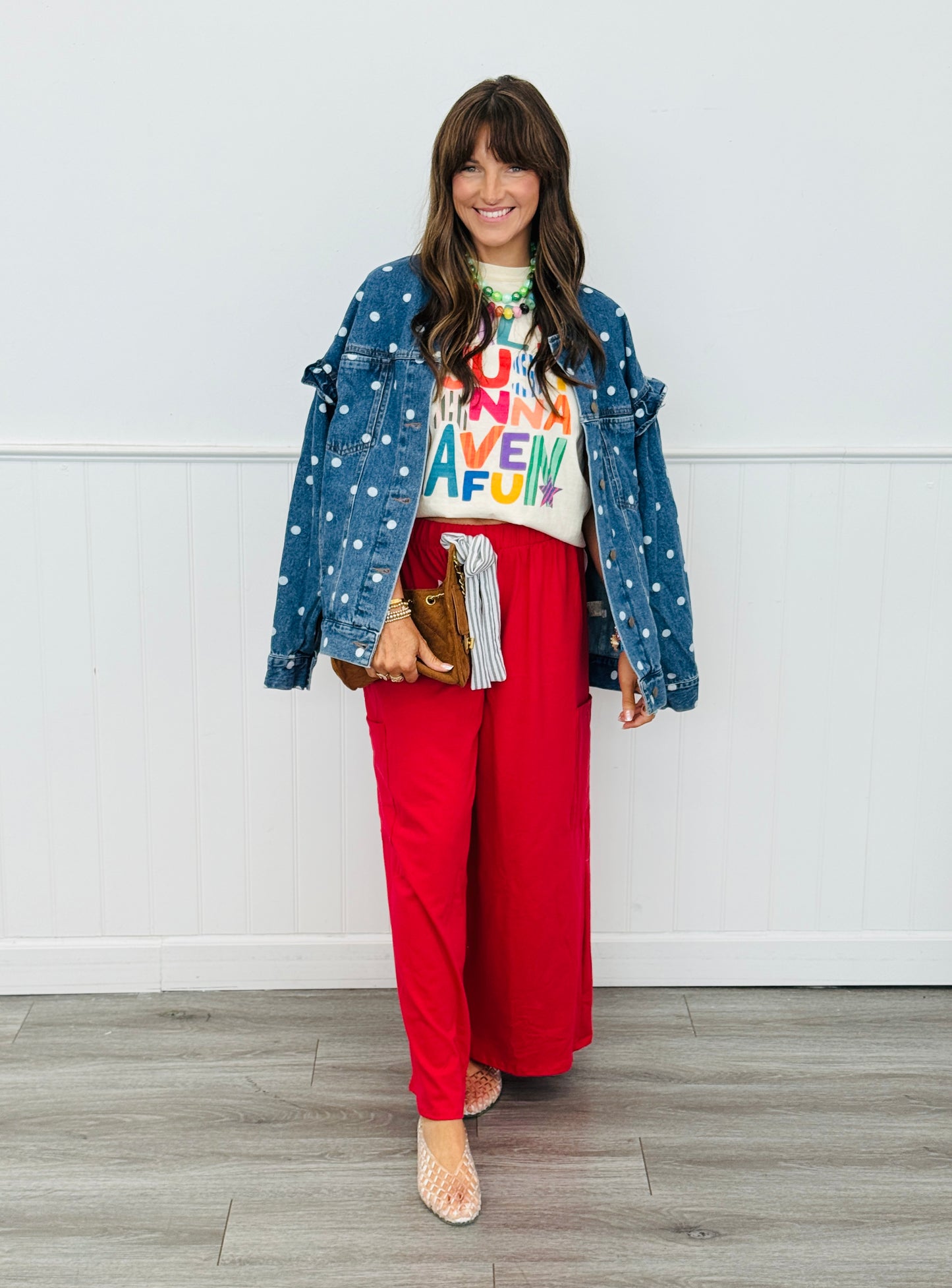 Medium Denim Polka Dot Ruffled Jacket (Reg.)