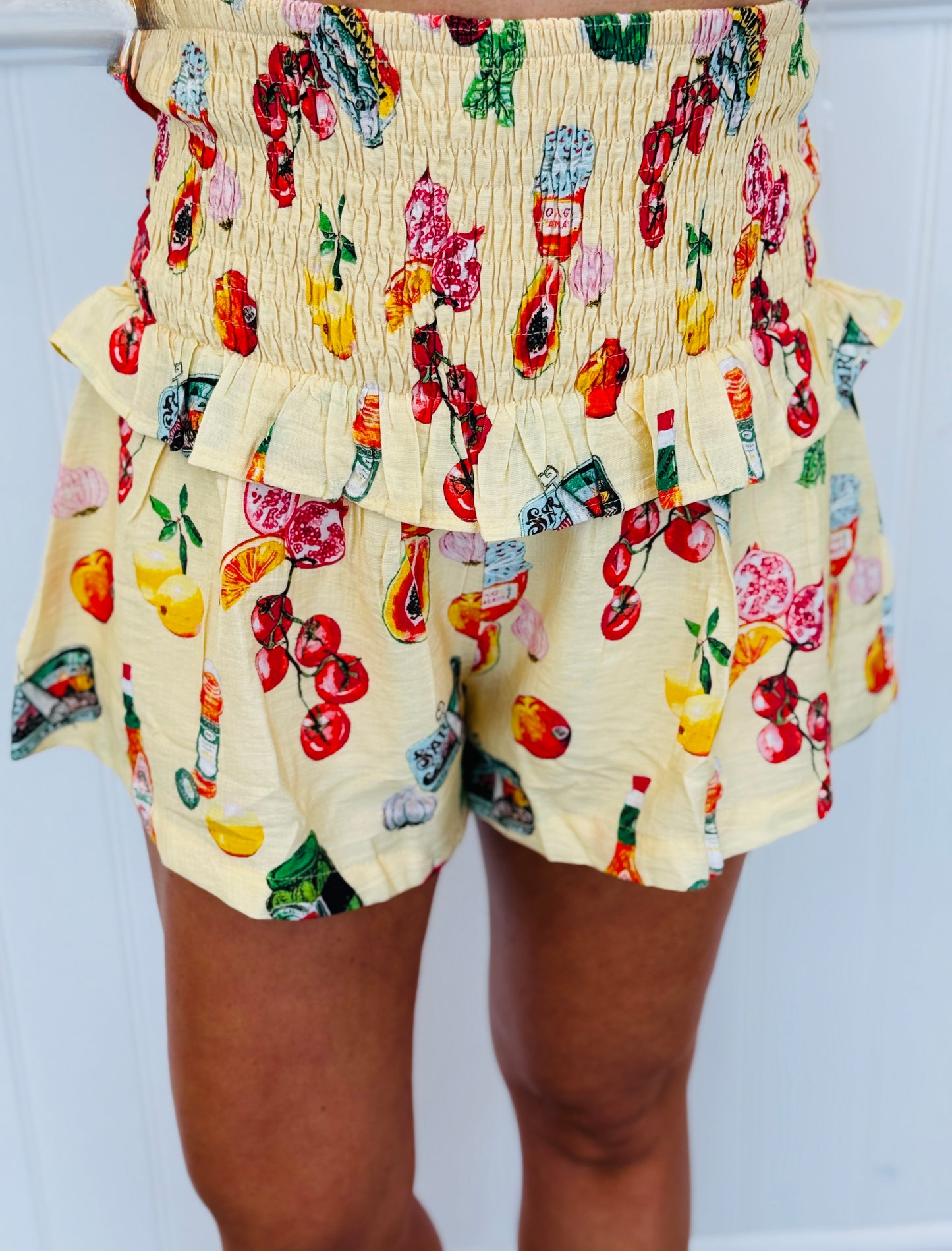 Butter Yellow Food Print Top & Shorts Set (Reg.)
