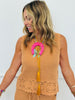 Dusty Apricot Crochet Sleeveless Top (Reg & Plus)