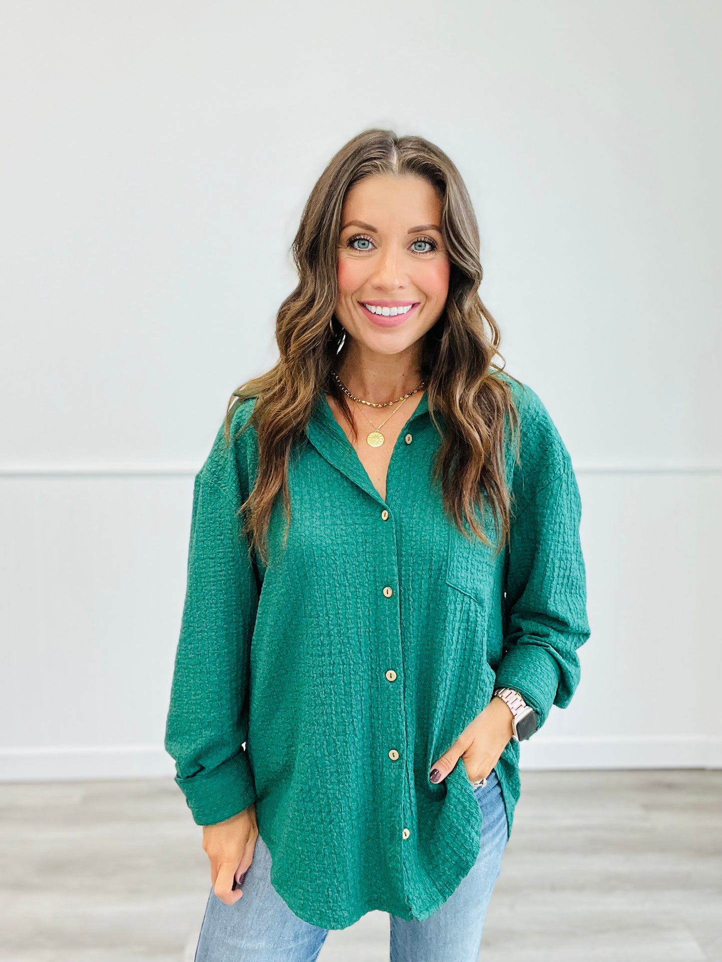 Textured Button Down Top (Reg & Plus)