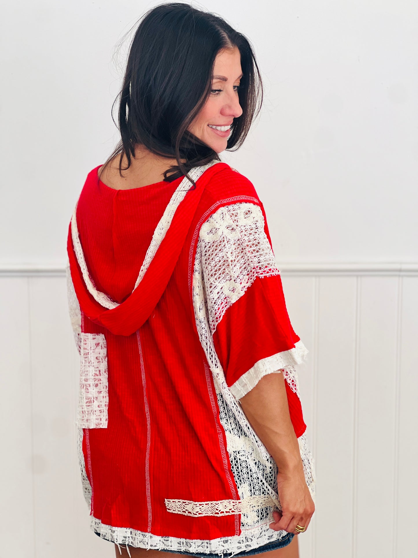 POL Ruby Floral Patch Crochet Lace Top (Reg.)