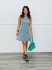 Medium Wash Denim Studded Mini Dress (Reg)